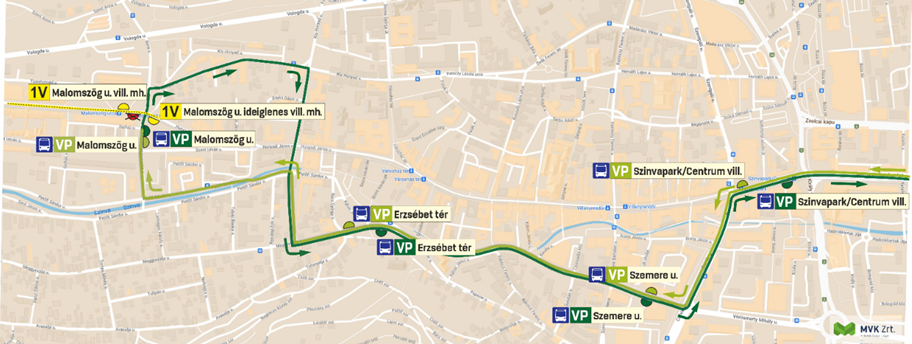 VP járatok útvonala