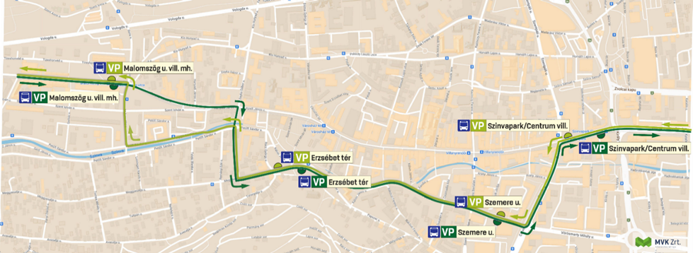 1VP járatok útvonla