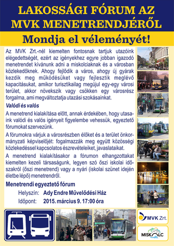 Március 9-én is várjuk az érdeklődőket lakossági fórumunkra Miskolc közösségi közlekedésével kapcsolatban