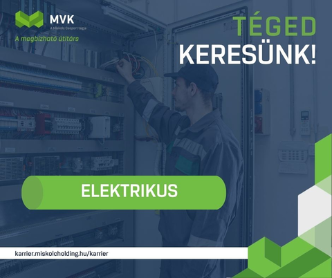 Elektrikus munkatársat keres az MVK felhívás plakátja