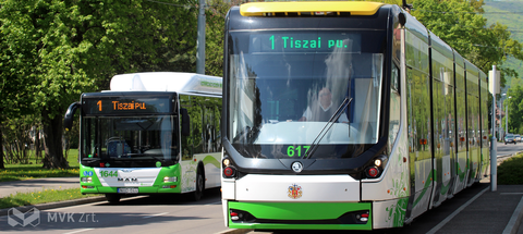 1-es jelzésű villamos és 1-es jelzésű autóbusz