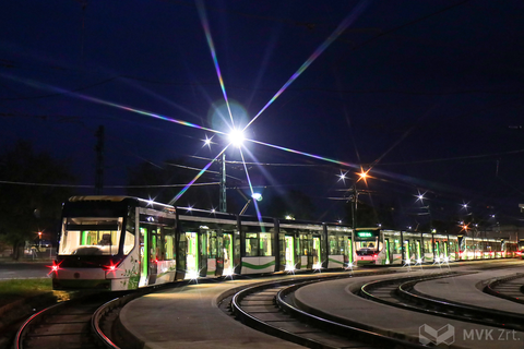 az MVK telephelyén pihenő villamosok